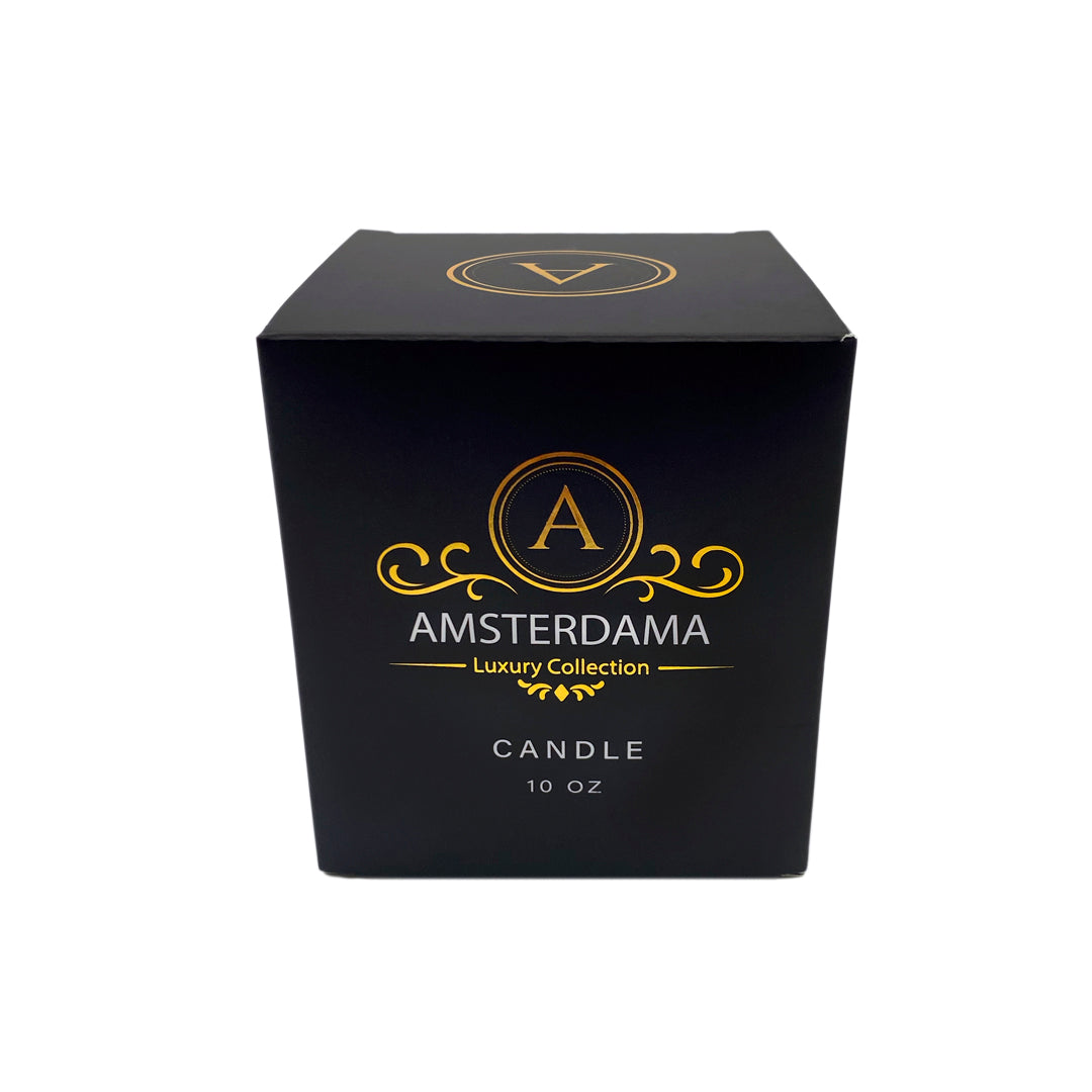 Amarig Soy Candle 10oz. box, front side, white background