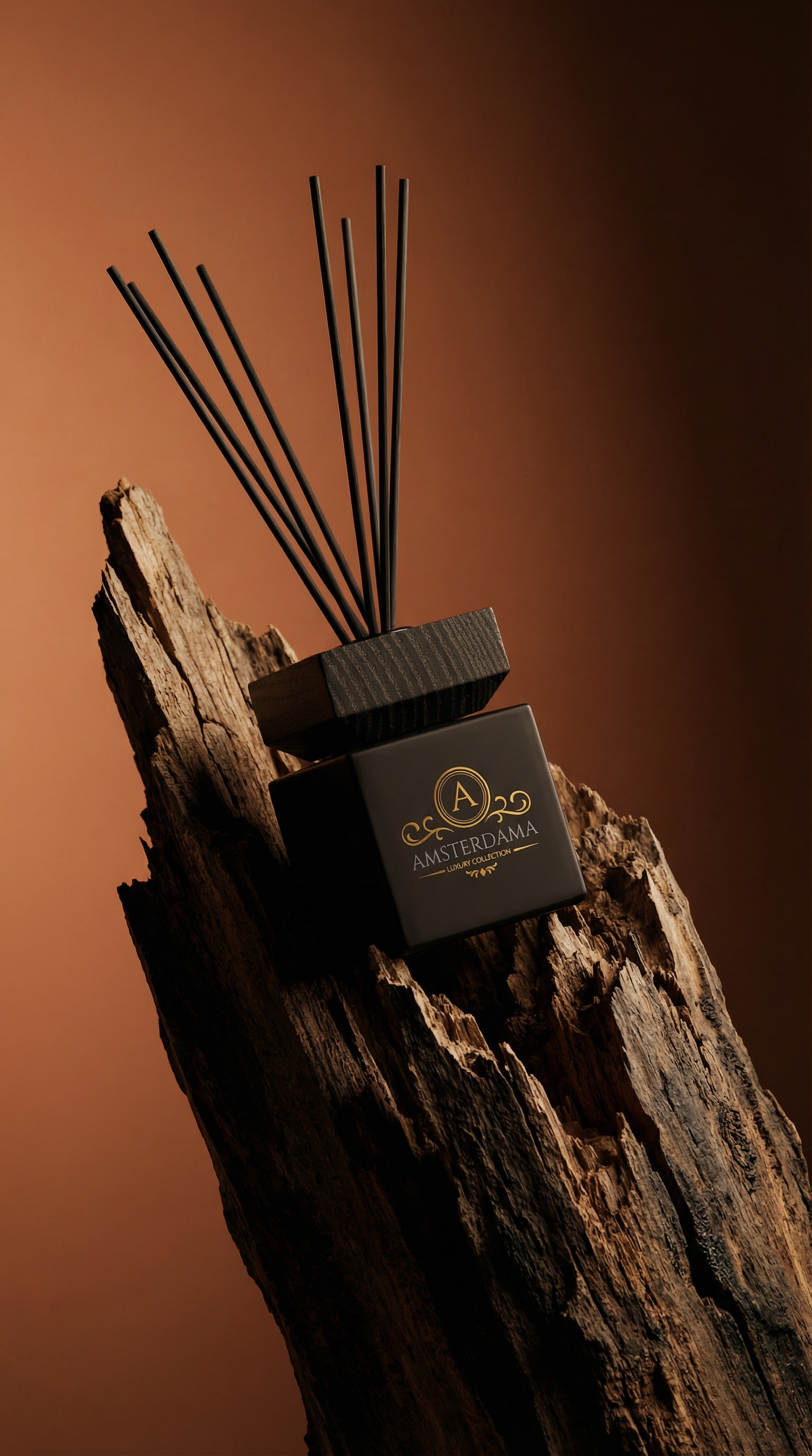 Luxury Reed Diffusers, front side, on white marble table
